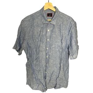 UNTUCKit Large Blue Button Down Valente 100% Linen